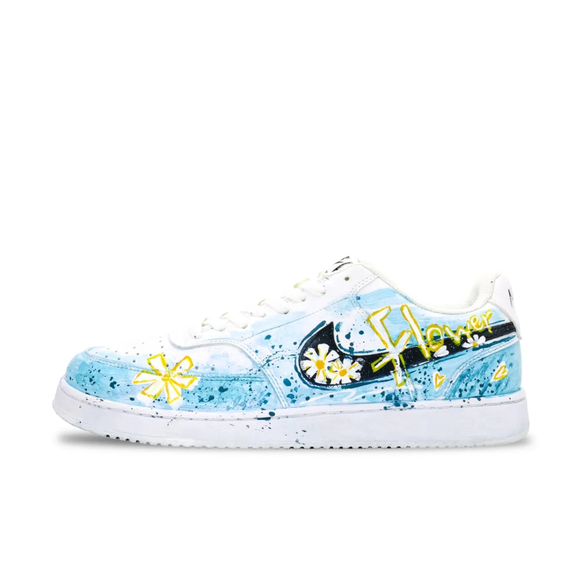Nike Court Vision 2 Skateboard Shoes Unisex Low Top Blue/Yellow/White