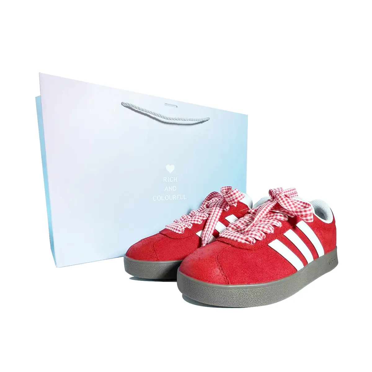 Adidas Red Plaid Leather Coverage Quick Dry Lightweight Coverage Quick Dry Lightweight Low top Skateboard Shoes Unisex