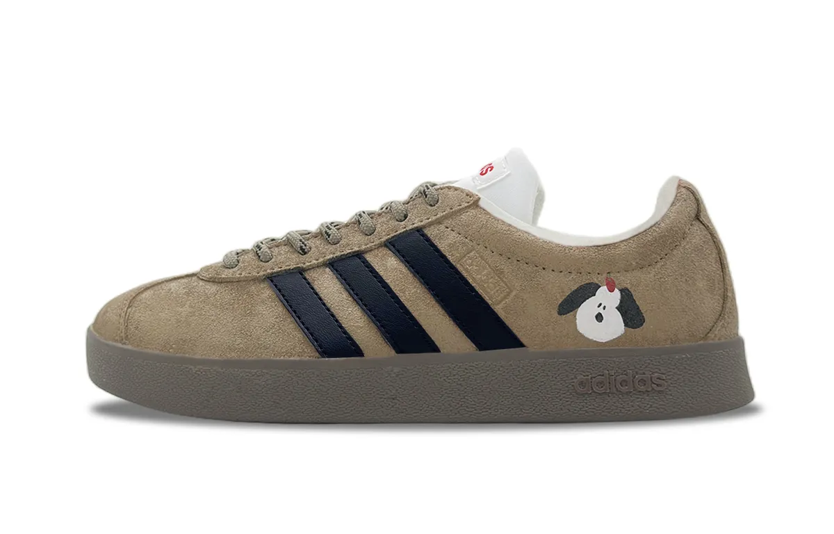 Adidas VL COURT 2.0 Funi Brown Trace Abrasion Resistant Low top Skateboard Shoes Unisex Umber