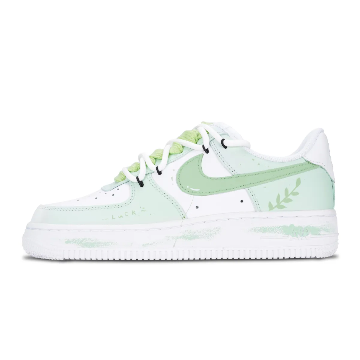 Nike Air Force 1 Spring Charm Abrasion Resistant Abrasion Resistant Low top Skateboard Shoes Women's White Green