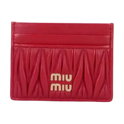 MIU MIU Matelassé Nappa Leather Card Holder Card Holder Women's Red