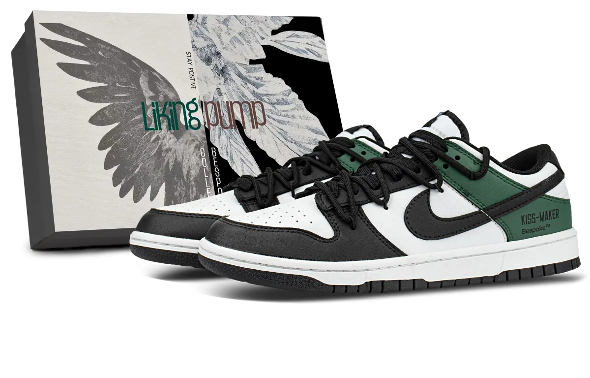 Nike Dunk Dark Green Intertwined Leather Cushioning Impact Resistance Low top Skateboard Shoes Unisex Jasper
