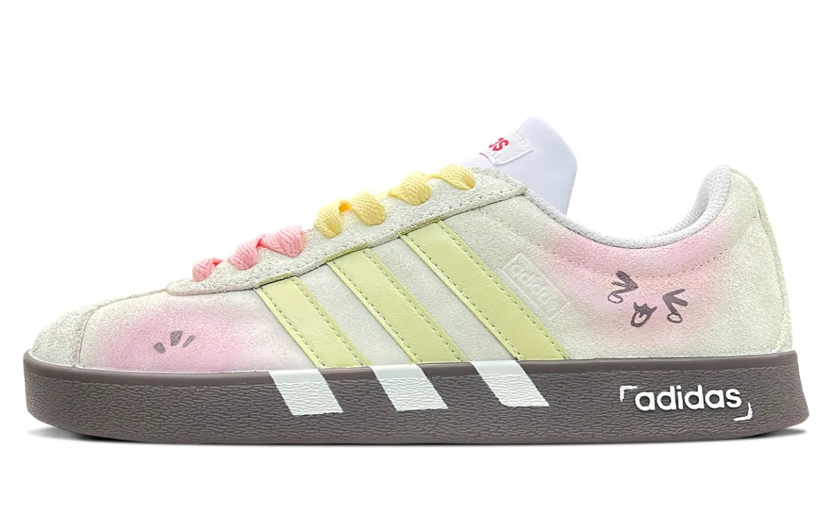 Adidas VL COURT 2.0 Abrasion Resistant Low top Skateboard Shoes Unisex Ecru