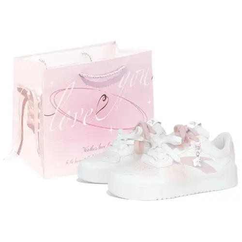Anta Coverage Slip Resistant Abrasion Resistant Low top Skateboard Shoes Women's Pink White