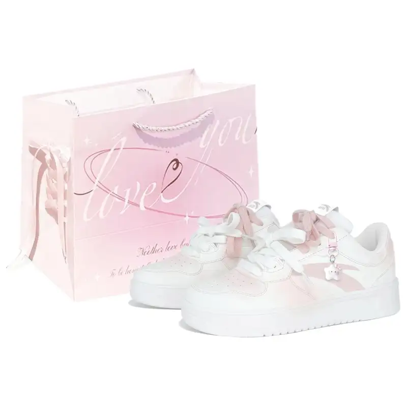 Anta Coverage Slip Resistant Abrasion Resistant Low top Skateboard Shoes Women's Pink White