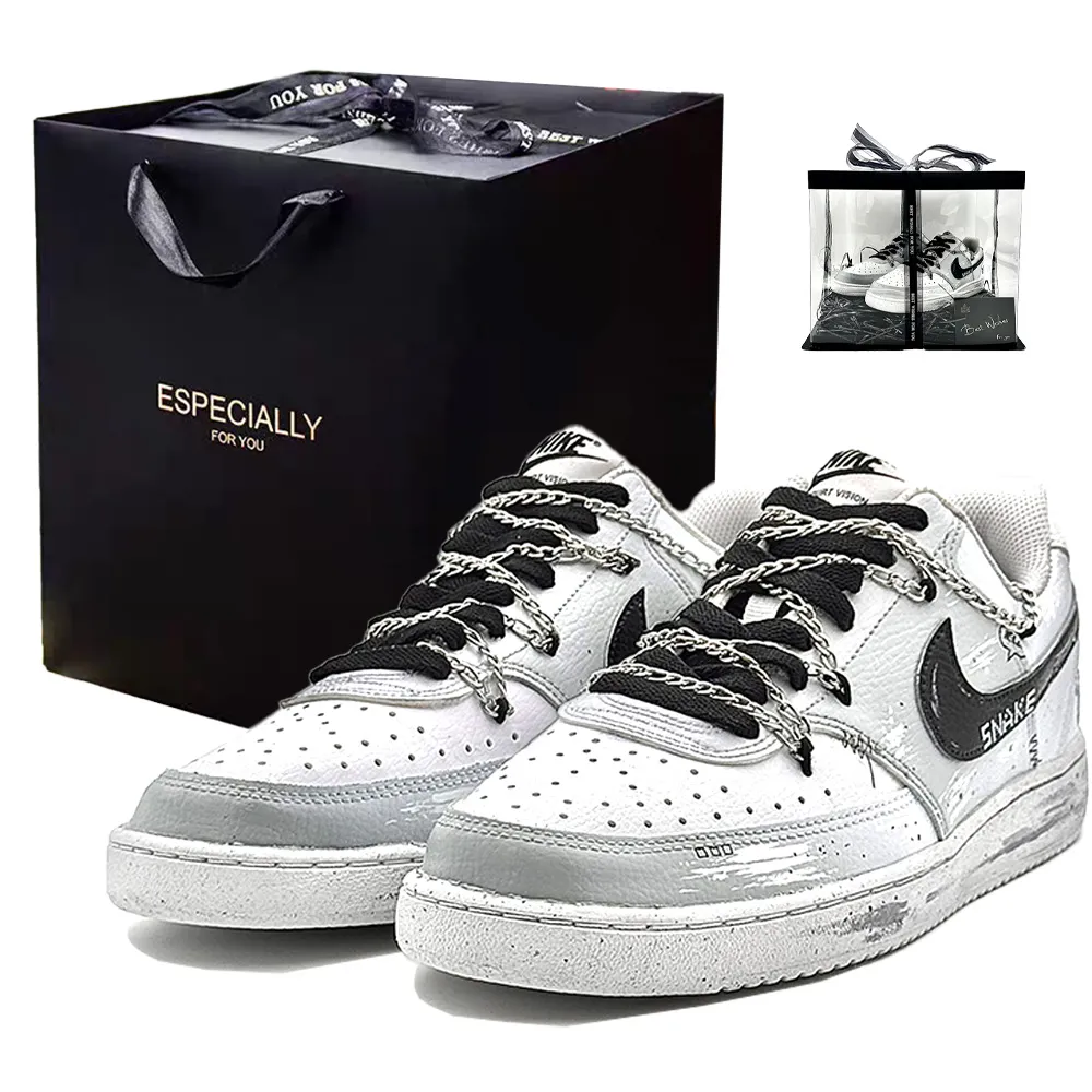 Nike Court Vision 1 Abrasion Resistant Low top Skateboard Shoes Men's Black White