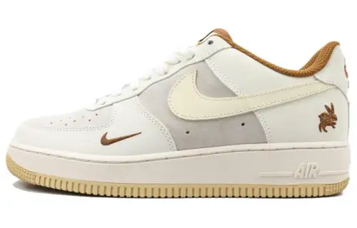 Nike Air Force 1 Low Slip Resistant Cushioning Low top Skateboard Shoes Women's Beige Gray