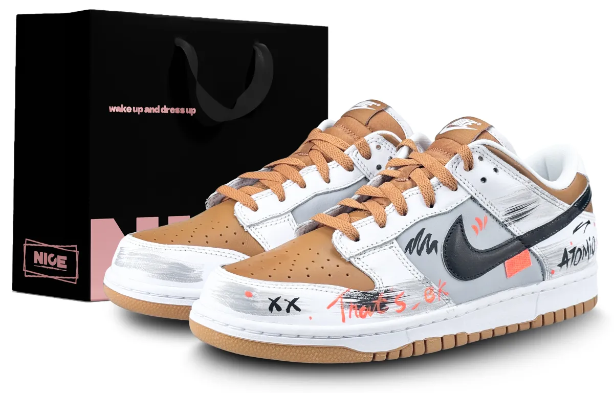 Nike Dunk Synthetic Leather Abrasion Resistant Abrasion Resistant Low top Skateboard Shoes Men's Orange