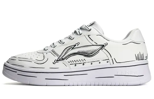Li Ning Floating Boat Abrasion Resistant Breathable Abrasion Resistant Breathable Low top Skateboard Shoes Men's White