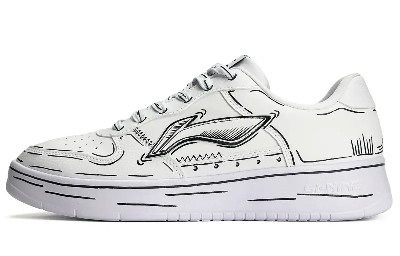 Li Ning Floating Boat Abrasion Resistant Breathable Abrasion Resistant Breathable Low top Skateboard Shoes Men's White