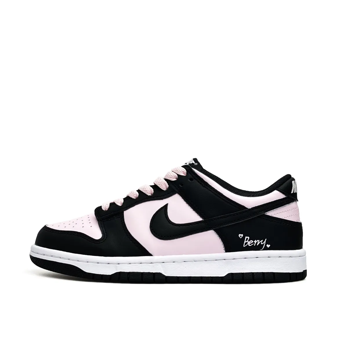 Nike Dunk Spring Summer, All Season, Commute, Ambient Abrasion Resistant Low top Skateboard Shoes Unisex Black Pink