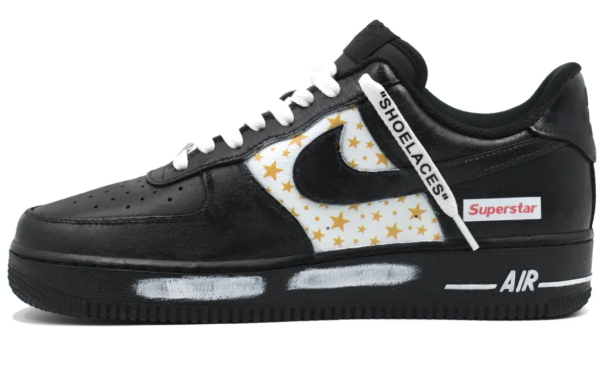 Nike Air Force 1 Abrasion Resistant Slip Resistant Low top Skateboard Shoes Unisex Black White