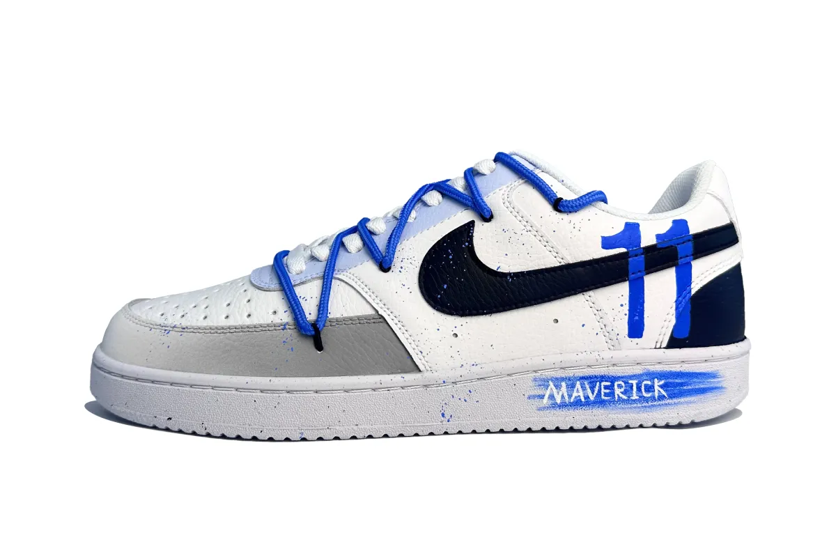 Nike Court Vision 1 Mavericks Abrasion Resistant Low top Skateboard Shoes Unisex Light Blue