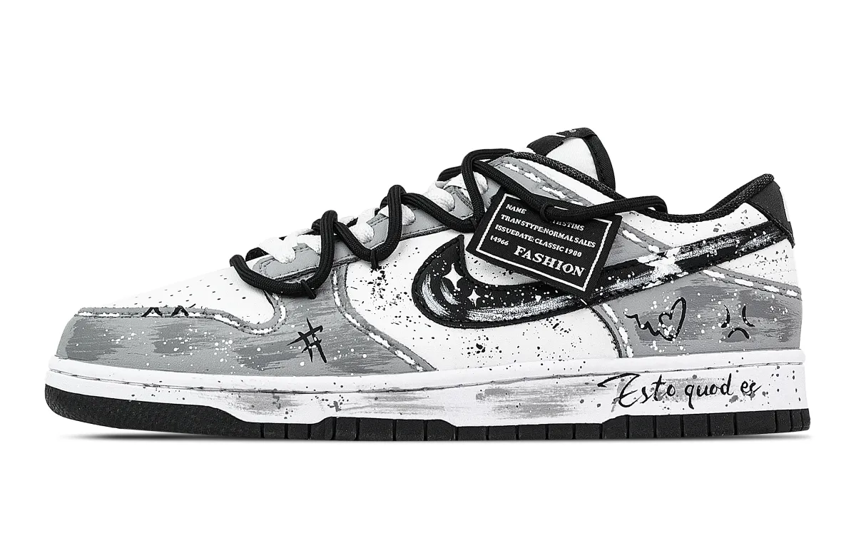 Nike Dunk Freedom Street Abrasion Resistant Low top Skateboard Shoes Unisex Gray White