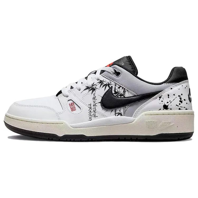 Nike Full Force Ink Wash Bamboo Grove Slip Resistant Abrasion Resistant Low top Skateboard Shoes Men's White Black