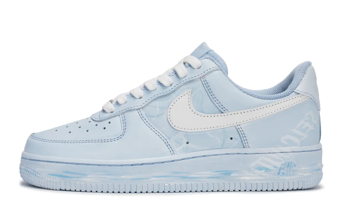 Nike Air Force 1 REGO Hot Dog, Twilight Tide Abrasion Resistant Low top Skateboard Shoes Unisex Pink White Blue
