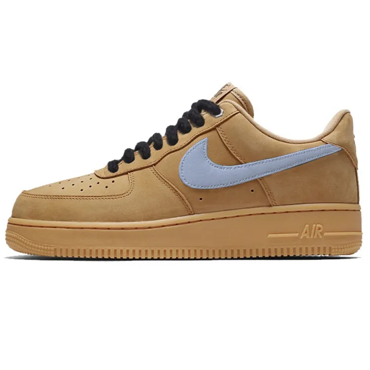 Nike Air Force 1 Abrasion Resistant Abrasion Resistant Low top Skateboard Shoes Unisex Wheat