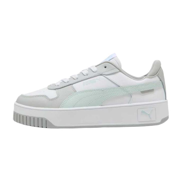 PUMA Carina Street Leather Comfortable Height Increasing Low top Skateboard Shoes Women's White Gray