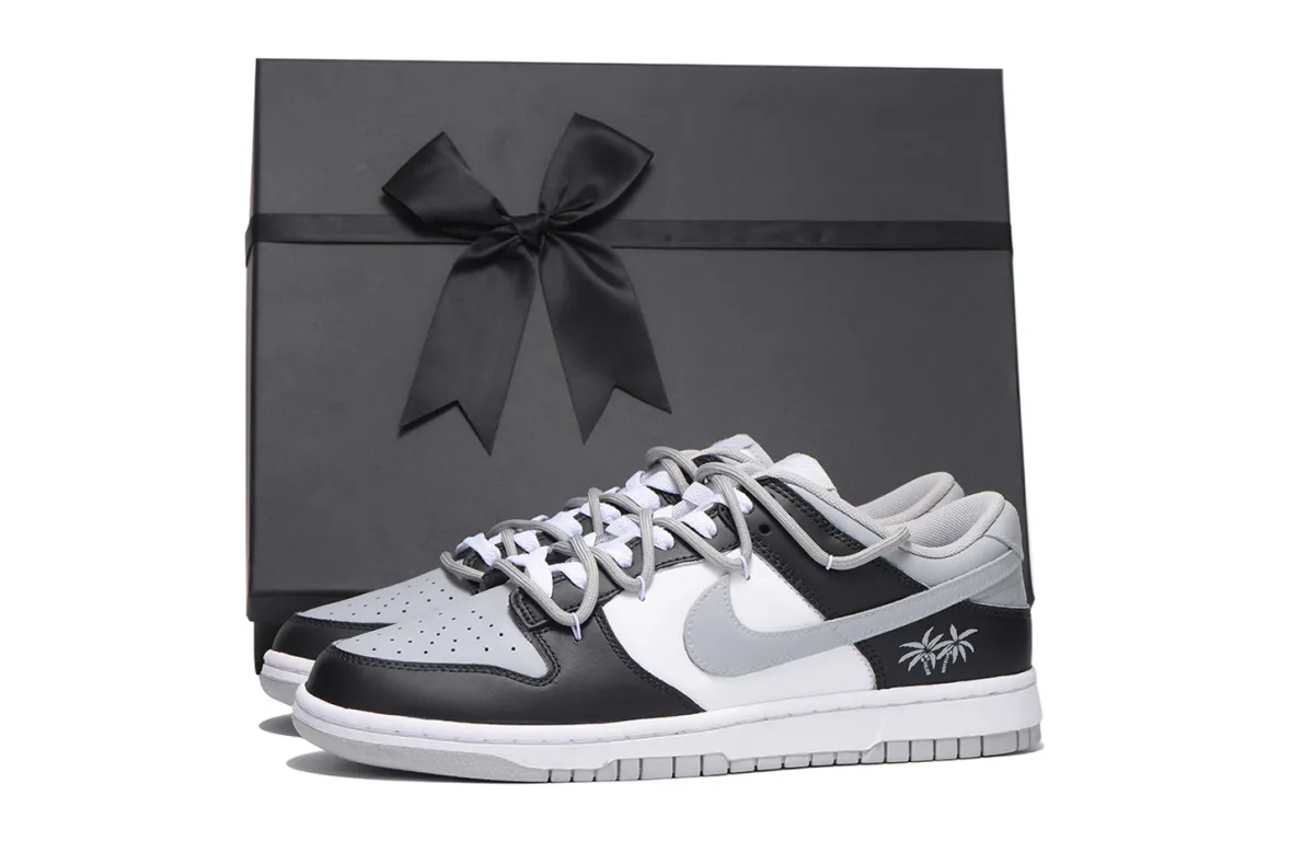 Nike Dunk Abrasion Resistant Low top Skateboard Shoes Unisex Gray White
