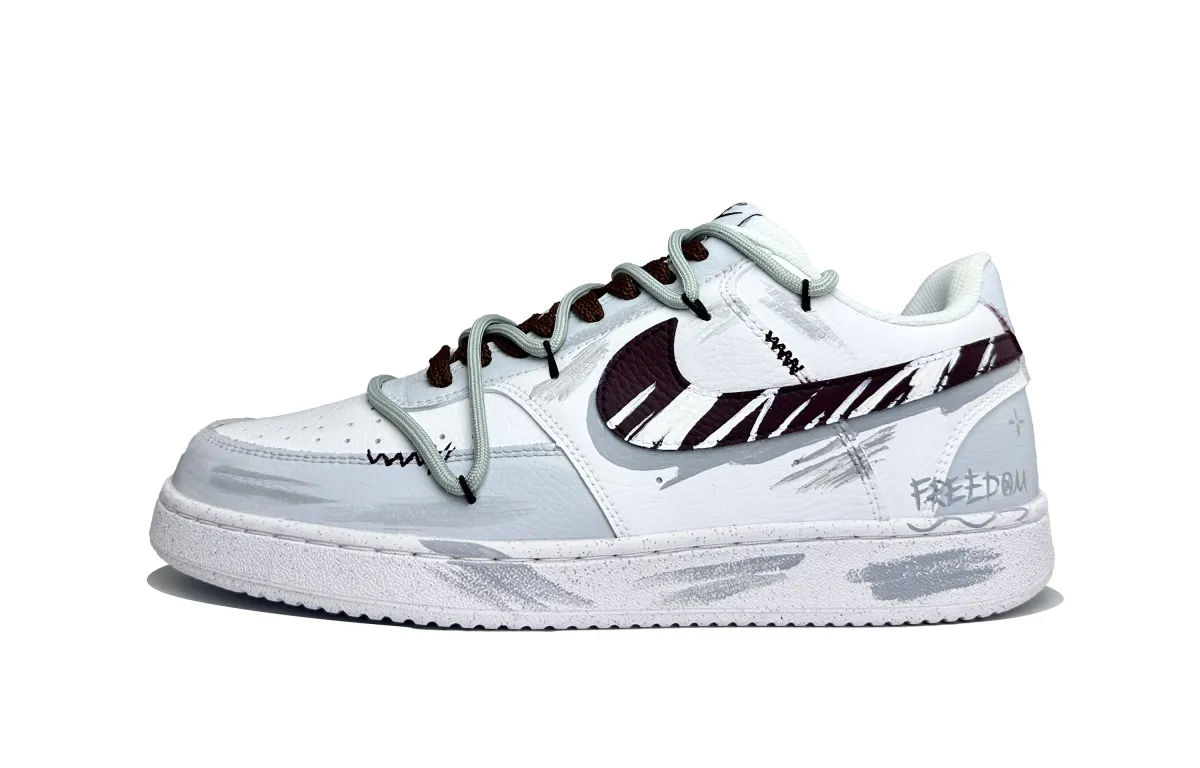 Nike Court Vision 1 Time Assassin Abrasion Resistant Low top Skateboard Shoes Unisex Light Gray
