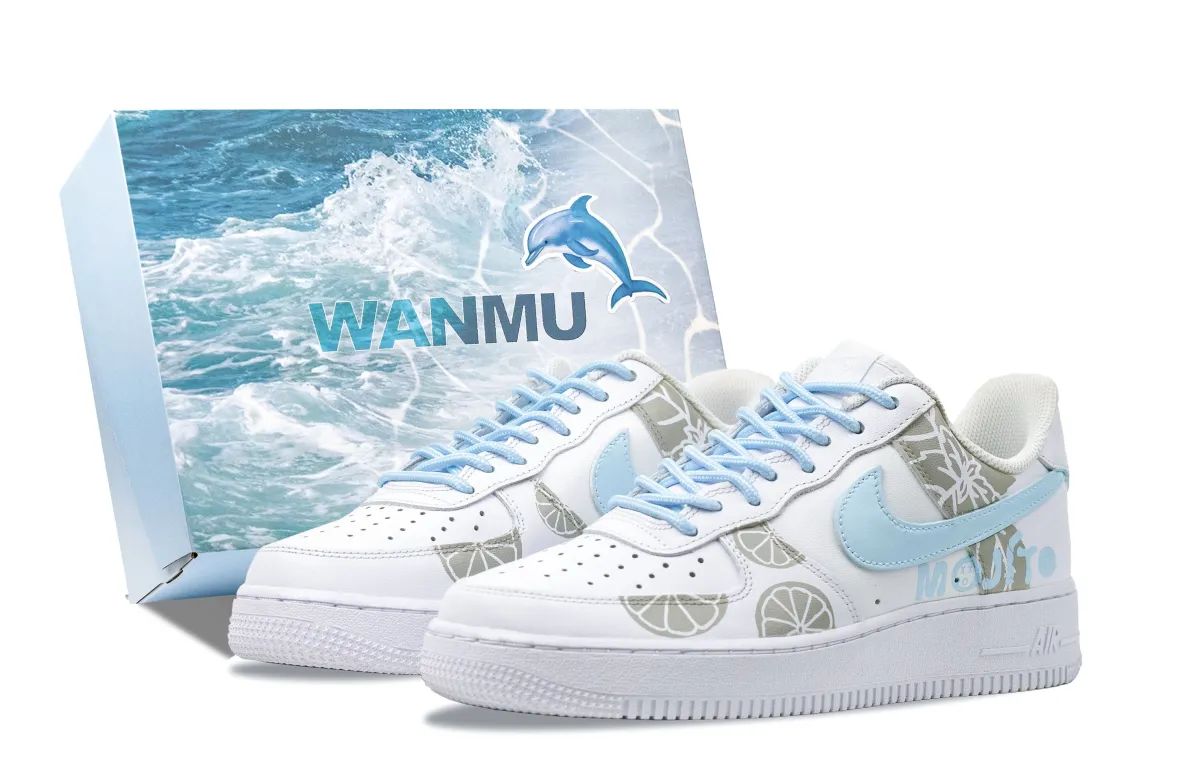 Nike Air Force 1 Summer Of Maris Sal Abrasion Resistant Balance Low top Skateboard Shoes Men's White Blue
