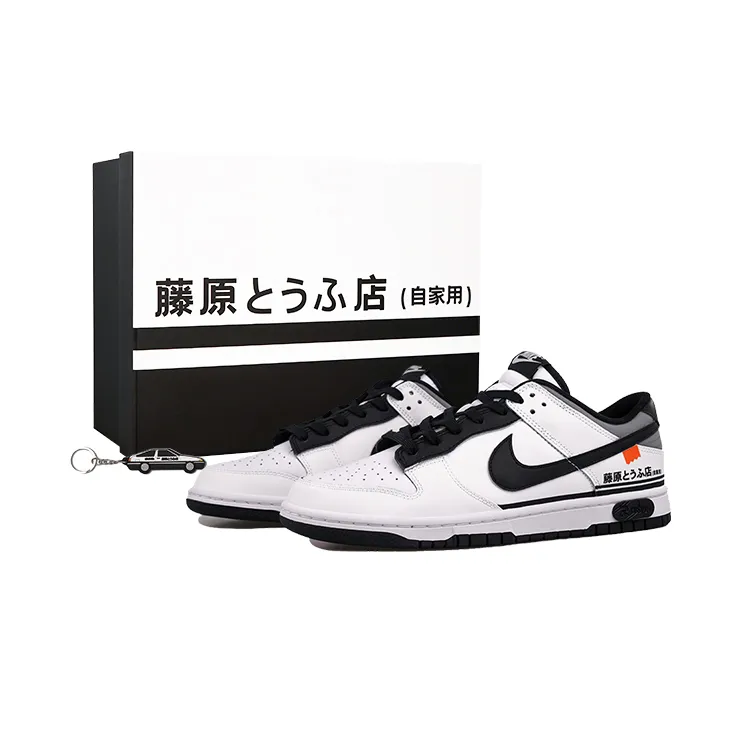 Nike Dunk RISK Racing Theme, Akiyama, Tofu Shop Trendy Non slip Lightweight Low top Skateboard Shoes Unisex Black White