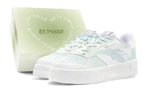 Anta Slip Resistant Abrasion Resistant Slip Resistant Abrasion Resistant Low top Skateboard Shoes Women's White Green