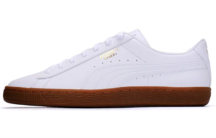 PUMA Basket Gum XXI Medium Pips Rubber Low top Skateboard Shoes Unisex White