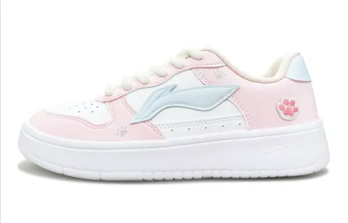 Li Ning Floating Boat Meow Pink Gummies Slip Resistant, Abrasion Resistant, Breathable Low top Skateboard Shoes Women's
