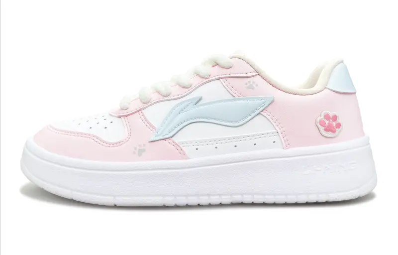 Li Ning Floating Boat Meow Pink Gummies Slip Resistant, Abrasion Resistant, Breathable Low top Skateboard Shoes Women's