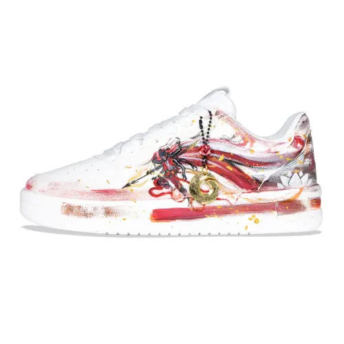 Anta Slip Resistant Cushioning Abrasion Resistant Low top Skateboard Shoes Unisex White Red