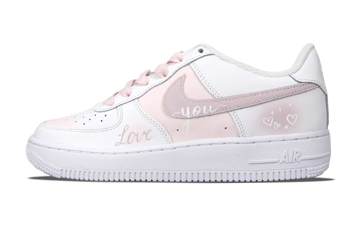Nike Air Force 1 Pink Mood Slip Resistant Abrasion Resistant Low top Skateboard Shoes Women's Pink White