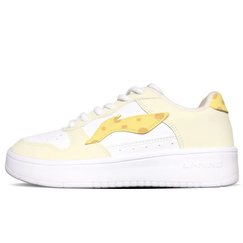 Li Ning Floating Boat Cushioning Lightweight Breathable Low top Skateboard Shoes Women's White Yellow