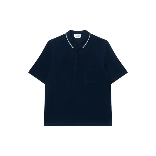 HERMES FW24 Polo Shirt Men's Marine Blue