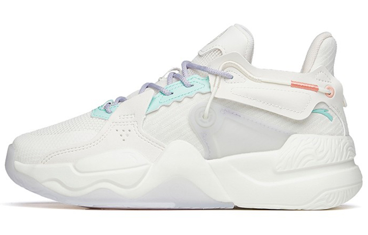 Anta Life Collection Slip Resistant Abrasion Resistant Low top Skateboard Shoes Women's White Purple Green