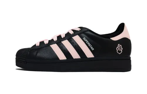 Adidas Originals Superstar 2 Puppy Fragment Low top Skateboard Shoes Unisex Black Pink
