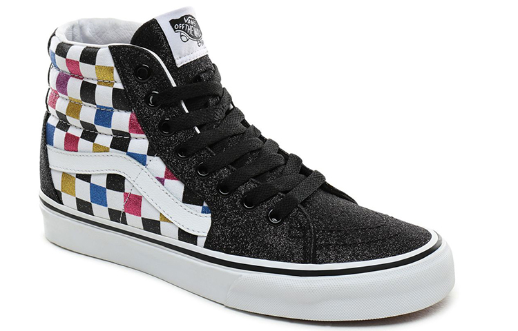 Женские кеды Vans SK8 Glitter Checkerboard (черно-белые) — фото 3