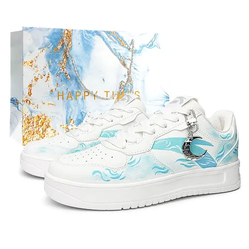 Anta Easy Slip Resistant Lightweight Height Increasing Low top Skateboard Shoes Unisex Sky Blue