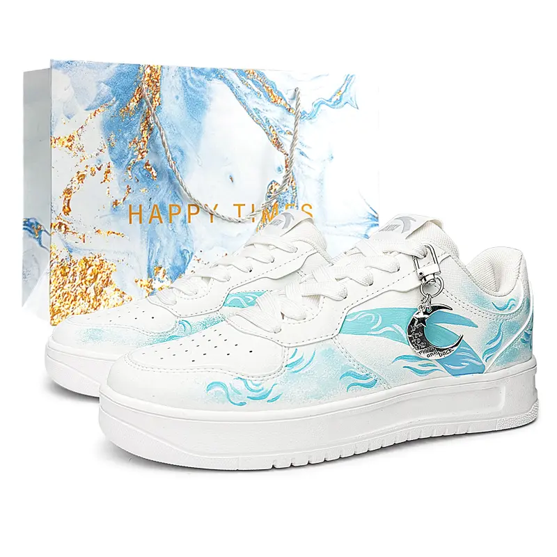Anta Easy Slip Resistant Lightweight Height Increasing Low top Skateboard Shoes Unisex Sky Blue
