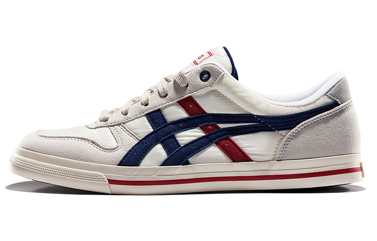 Asics Aaron Cushioning, Wear Resistant Low top Skateboard Shoes Men's White Blue