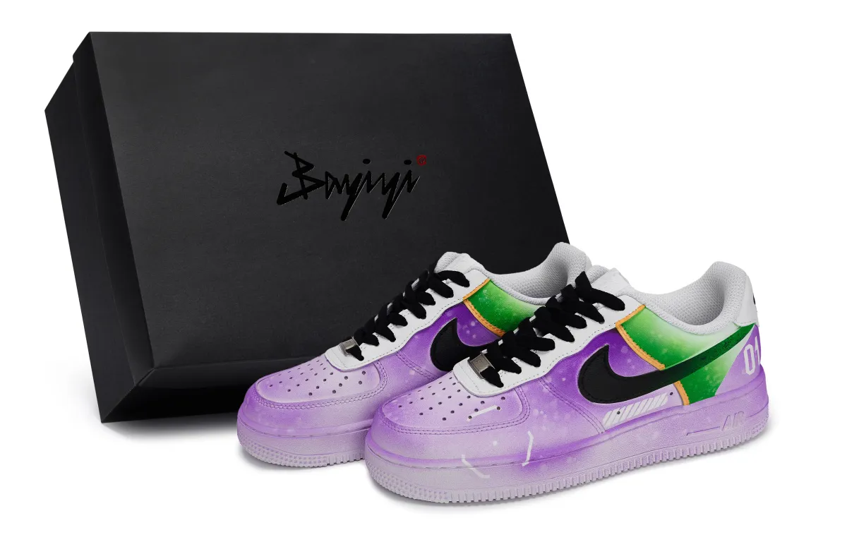 Nike Air Force 1 811 Manufacturing, Size 1, Special Shoe Box Low top Skateboard Shoes Unisex Black White Purple Green