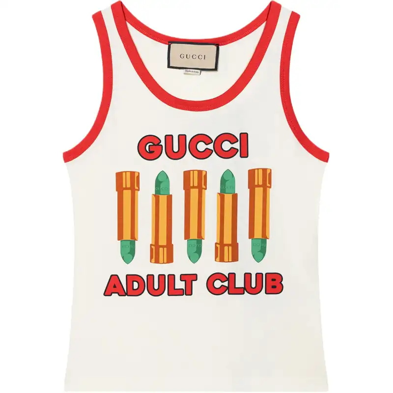 GUCCI Tank Tops Women's White Crew Neck Moderate Other