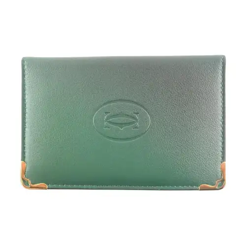 CARTIER Cow Leather Card Holder Women's Gradient Green