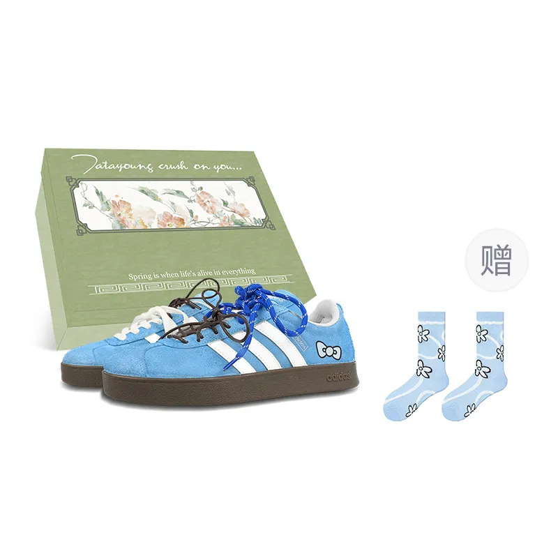 Adidas Vl Court Slip Resistant Abrasion Resistant Low top Skateboard Shoes Unisex Blue White
