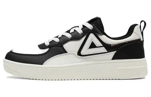 PEAK Fabric Slip Resistant Low top Skateboard Shoes Men's Black White