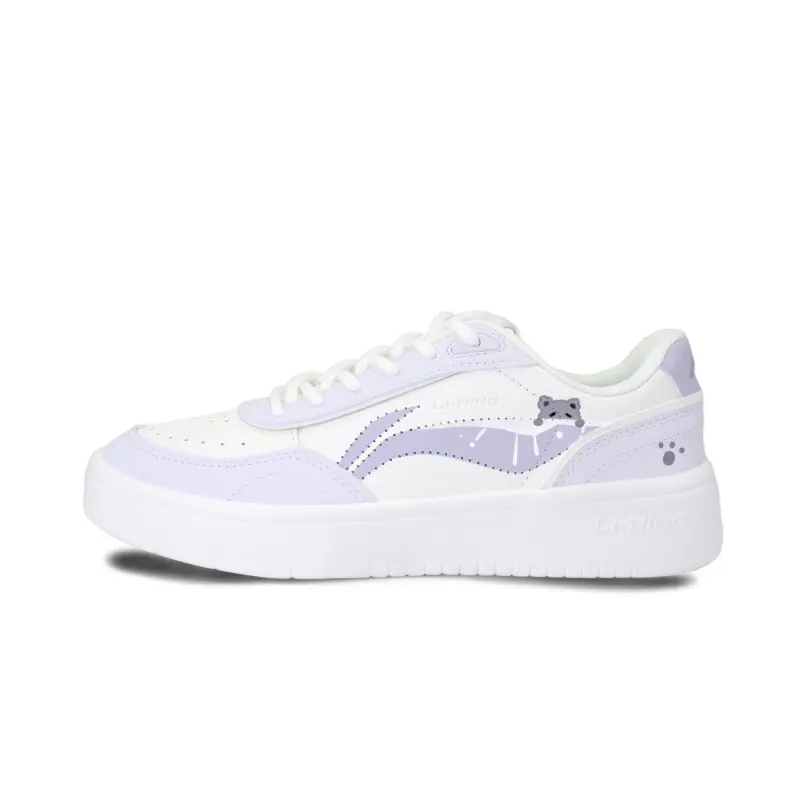 Li Ning Sourdough Slip Resistant Cushioning Abrasion Resistant Low top Skateboard Shoes Women's White Purple
