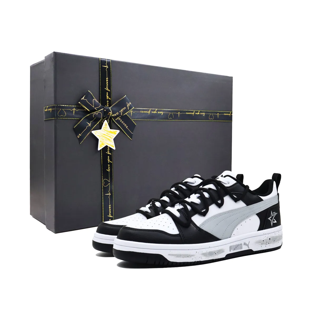 PUMA Rebound V6 Night Shooting Stars Leather Slip Resistant Abrasion Resistant Low top Skateboard Shoes Unisex