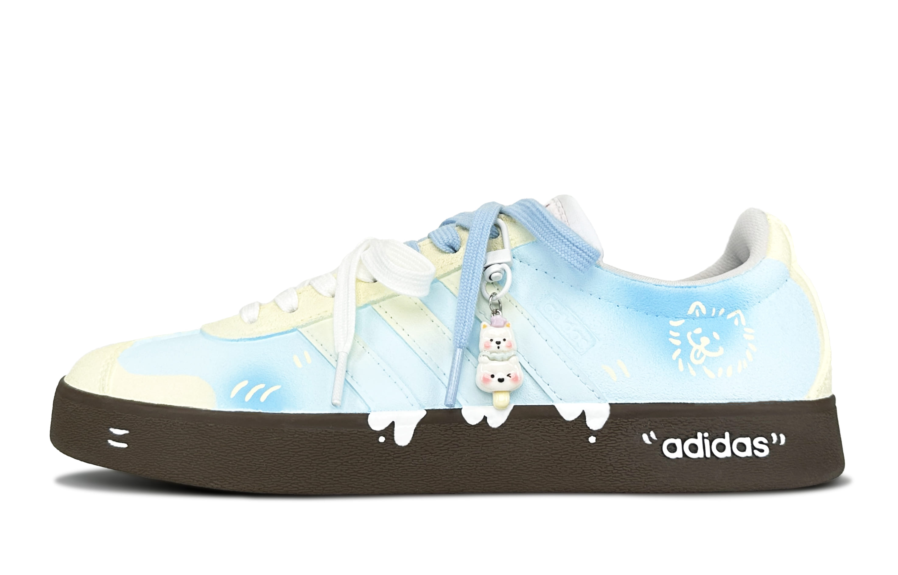Adidas VL COURT 2.0 Puppy Ice Cream Abrasion Resistant Low top Skateboard Shoes Unisex Blue White