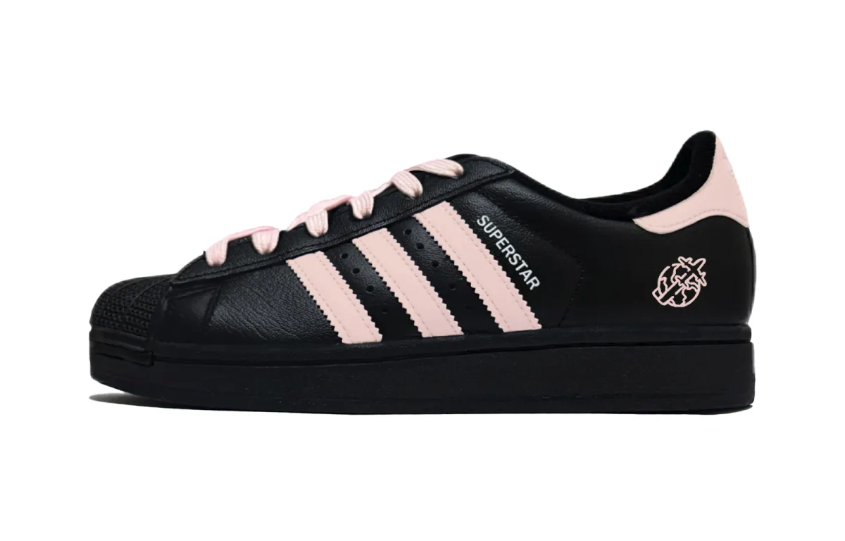 Adidas Originals Superstar 2 Puppy Fragment Low top Skateboard Shoes Unisex Black Pink