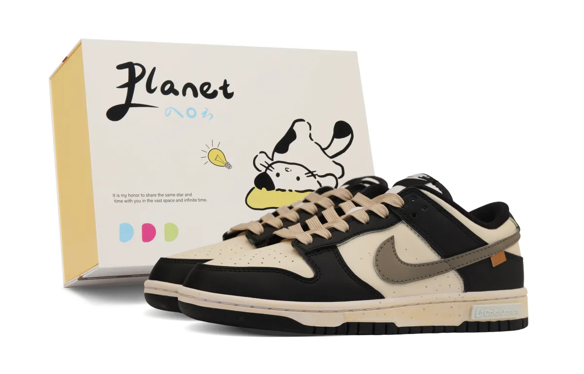 Nike Dunk 806 Planet, Space Gray Rock Slip Resistant Lightweight Low top Skateboard Shoes Unisex Black Beige